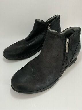 Dansko Black Leather Ankle Booties Side Zip Comfort Shoes EU 39 US 8.5